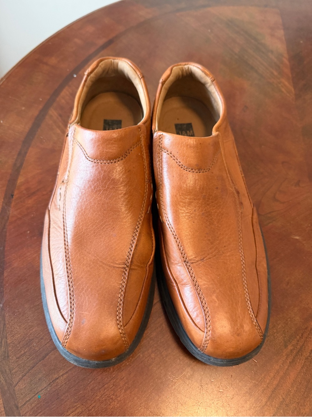 Johnston & Murphy Tan Leather Slip On Loafers Sheepskin Men’s Size 10 Dress Shoe